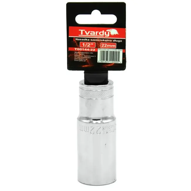 Tvardy Diepe dopsleutel - 6 punts - 22 mm - Chroom vanadium - Extra grip