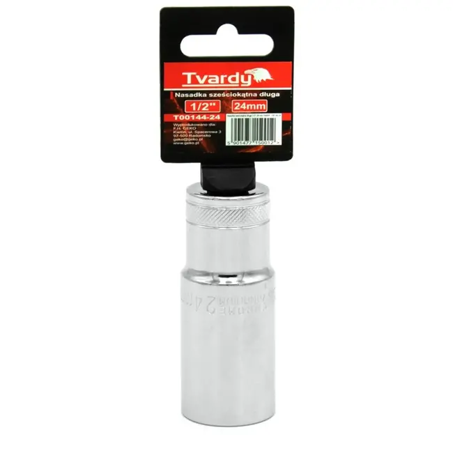 Tvardy Diepe dopsleutel 6-kant - 24 mm - Chroom Vanadium - Extra Grip