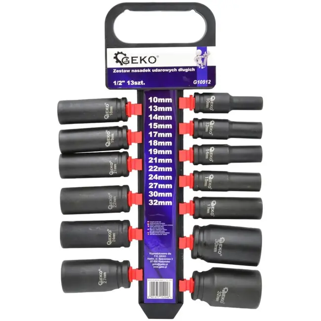 GEKO Langdurige dopsleutelset - 6-punts - Cr-V staal - 13-delig - 10-32 mm