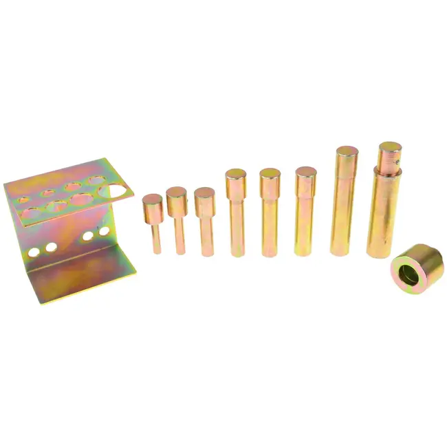 GEKO Set van 8 perspennen - Diverse diameters - Inclusief standaard - Geschikt voor hydraulische pers