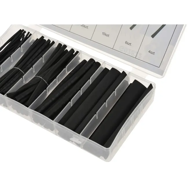 GEKO Assortiment krimpkousen - vlamvertragend - 100 stuks - zwart - diverse maten