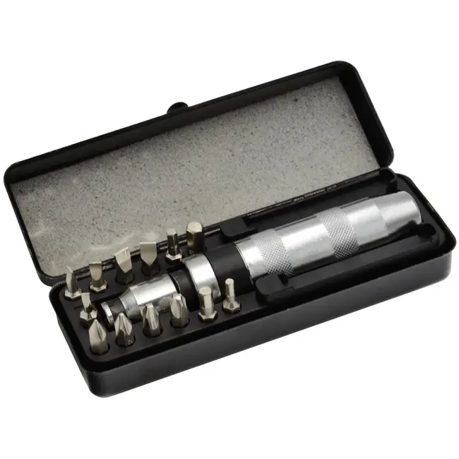 GEKO Impact schroevendraaierset - 15-delig - CrV staal - Omkeerbare actie - Metalen koffer