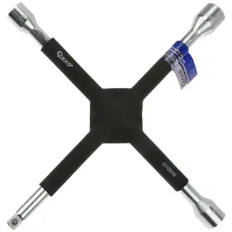 GEKO Kruissleutel - Versterkt - Antislip Handvat - 17/19/21 mm - 355 mm - Zwart