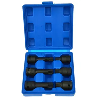 GEKO Spline dopsleutelset - Chroom-Molybdeen - Zwart - M14/M16/M18 - 43/78mm