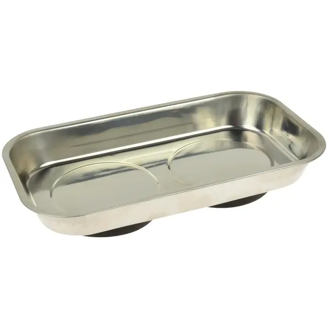 GEKO Rechthoekige magnetische onderdelenbak - 240x140 mm - Dubbelgeplateerd en gepolijst