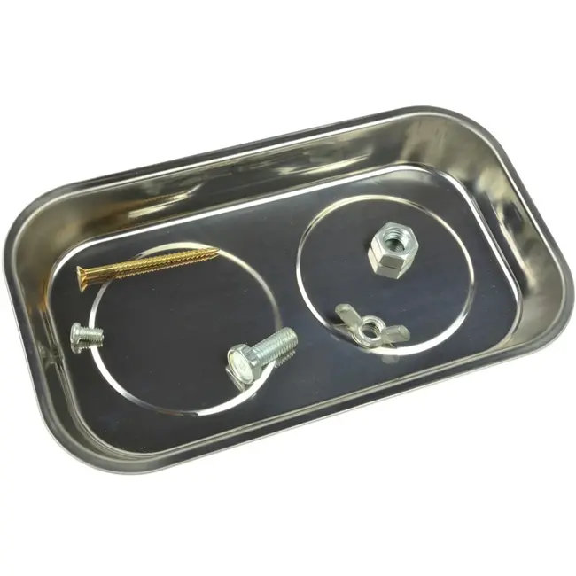 GEKO Rechthoekige magnetische onderdelenbak - 240x140 mm - Dubbelgeplateerd en gepolijst