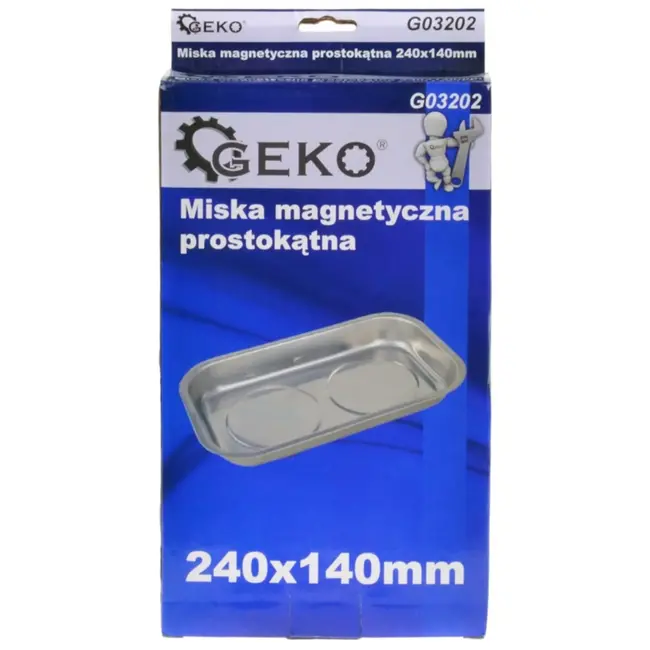 GEKO Rechthoekige magnetische onderdelenbak - 240x140 mm - Dubbelgeplateerd en gepolijst