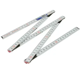 GEKO Houten vouwmeter - 1m - 5 secties - wit - nauwkeurigheid klasse III