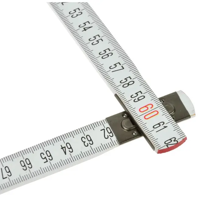 GEKO Houten vouwmeter - 1m - 5 secties - wit - nauwkeurigheid klasse III