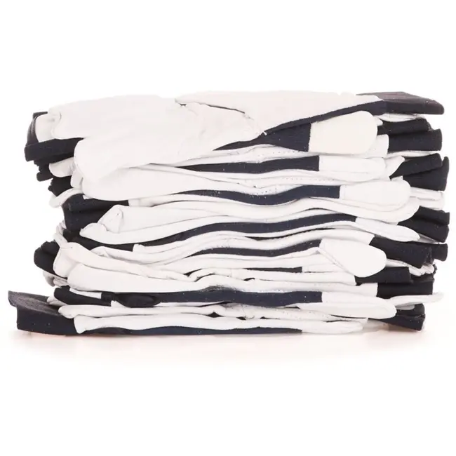 GEKO Leren werkhandschoenen - Velcro sluiting - Maat 9 - Navy en wit - 12 stuks