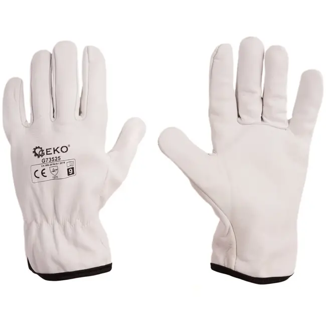 GEKO Leren werkhandschoenen - geitenleer - wingduim - maat 9 - wit - 12 stuks