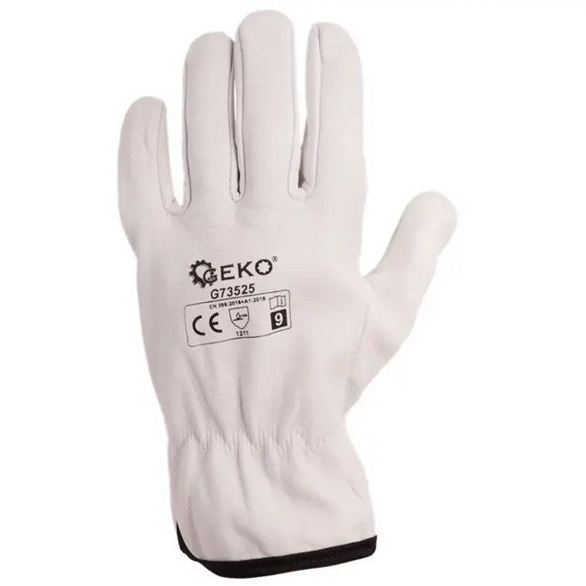 GEKO Leren werkhandschoenen - geitenleer - maat 8 - wit - EN388 2131 - 12 stuks