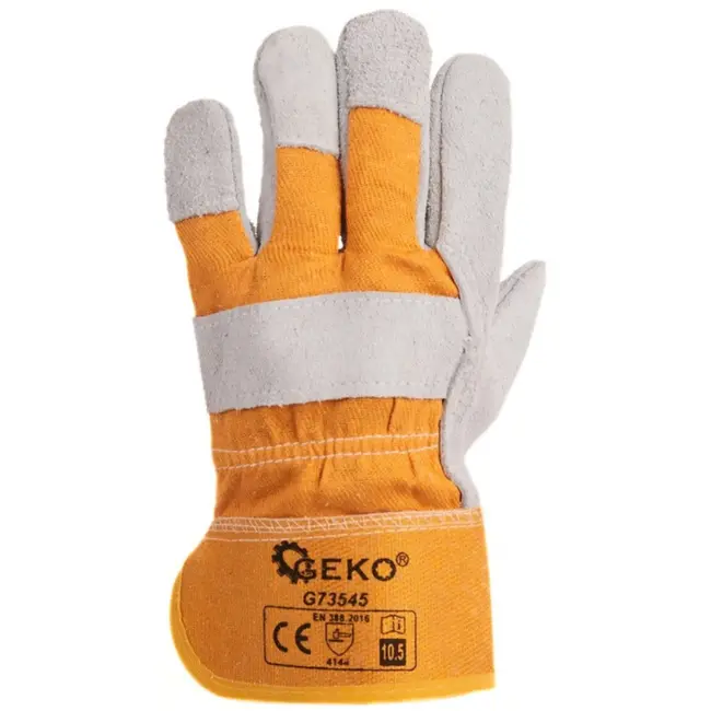 GEKO Leren werkhandschoenen - slijtvast en comfortabel - maat 10.5 - wit-geel - 12 stuks