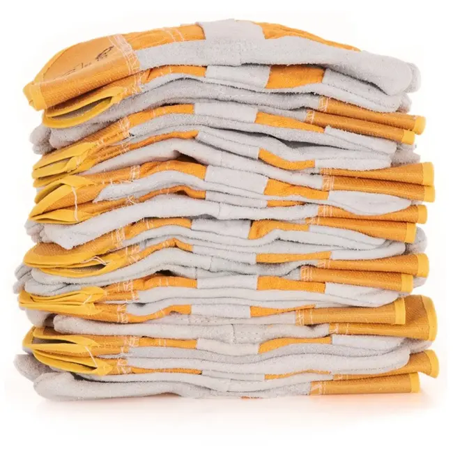 GEKO Leren werkhandschoenen - slijtvast en comfortabel - maat 10.5 - wit-geel - 12 stuks