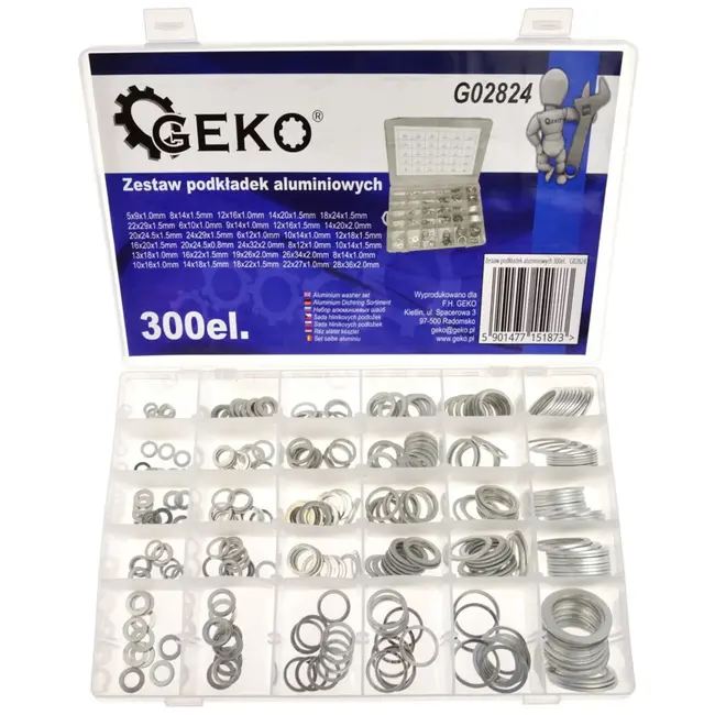 GEKO Aluminium ringen set - 30 maten - 300 stuks - met opbergdoos