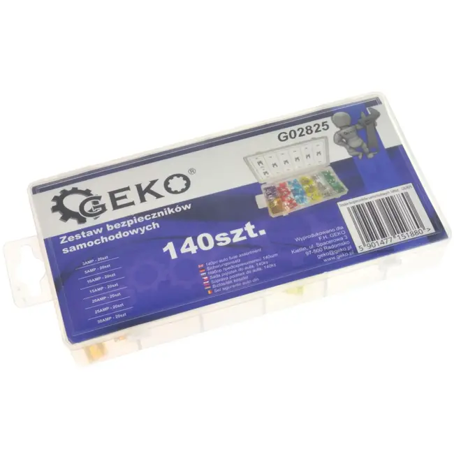 GEKO Mini zekeringenset - 140 stuks - Diverse Ampères - Compact en Handig