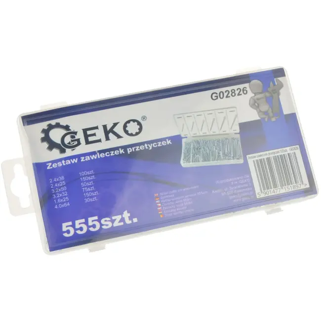 GEKO Assortiment borgpennen - 6 maten - 555 stuks - Duurzaam en eenvoudig op te bergen