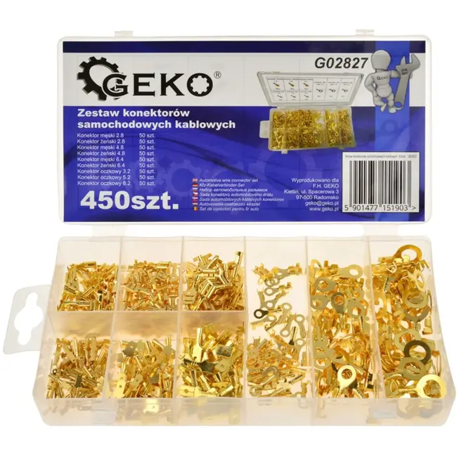 GEKO Terminal Connector Set - Diverse Maten - 450 stuks - Niet-geïsoleerd