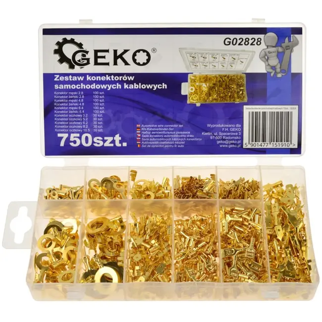 GEKO Terminal Connector Set - 750 stuks - Diverse maten - Ongeïsoleerd