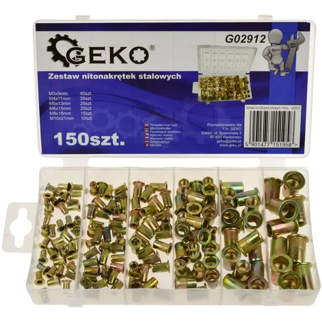 GEKO Stalen blindklinkmoeren set - 6 maten - 150 stuks