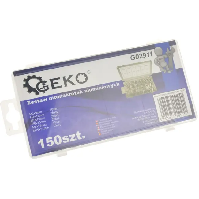 GEKO Aluminium blindklinkmoeren set - 150 stuks - 6 maten M3-M10