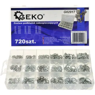 GEKO Assortiment sluitringen - 720 stuks - Roestbestendig staal - Diverse maten