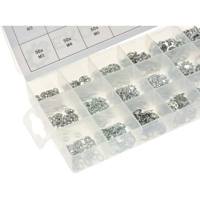 GEKO Assortiment sluitringen - 720 stuks - Roestbestendig staal - Diverse maten