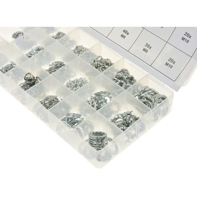 GEKO Assortiment sluitringen - 720 stuks - Roestbestendig staal - Diverse maten