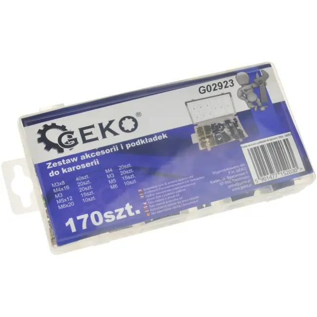 GEKO Assortiment carrosserieschroeven en ringen - 170 stuks - Diverse maten