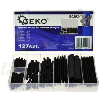 GEKO Zwarte krimpkous set - 127 stuks - diverse maten - met opbergdoos
