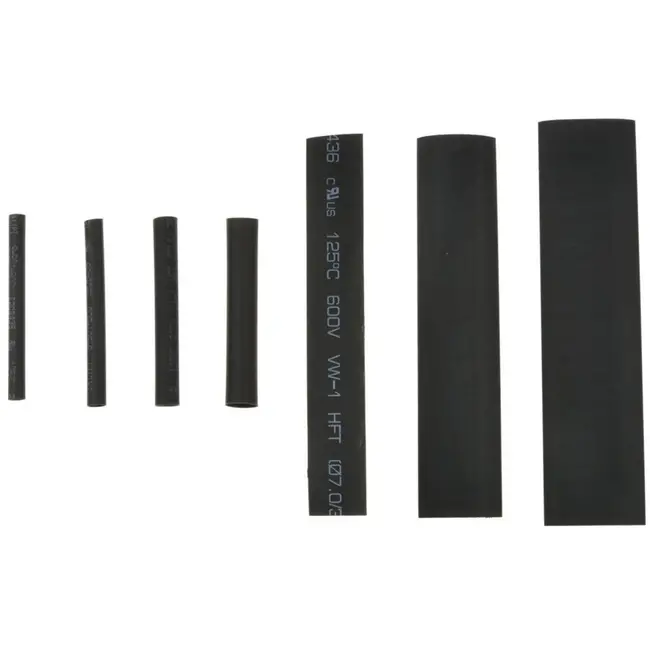 GEKO Zwarte krimpkous set - 127 stuks - diverse maten - met opbergdoos