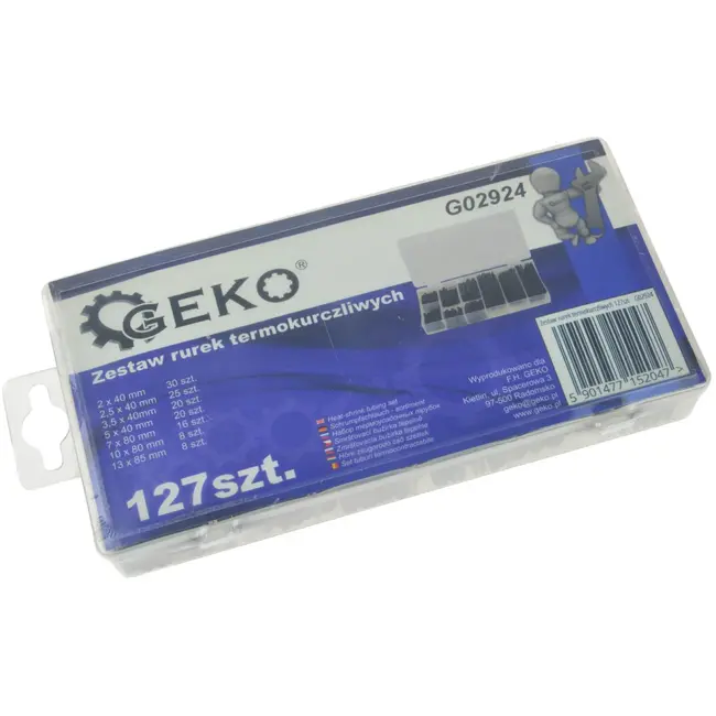 GEKO Zwarte krimpkous set - 127 stuks - diverse maten - met opbergdoos