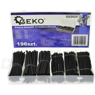 GEKO Assortiment krimpkousen - 196 stuks - zwart - diverse maten - met opbergdoos