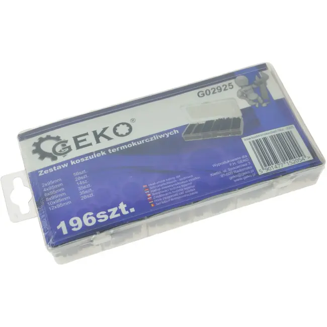 GEKO Assortiment krimpkousen - 196 stuks - zwart - diverse maten - met opbergdoos