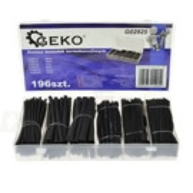 GEKO Assortiment krimpkousen - 196 stuks - zwart - diverse maten - met opbergdoos