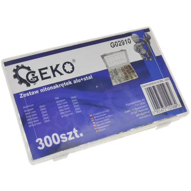 GEKO Stalen en aluminium blindklinkmoeren - 6 maten - 300 stuks