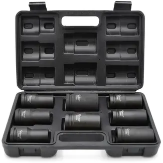 GEKO Impact dopsleutelset - 6-punts - Cr-V staal - 8-delig - 17-32 mm