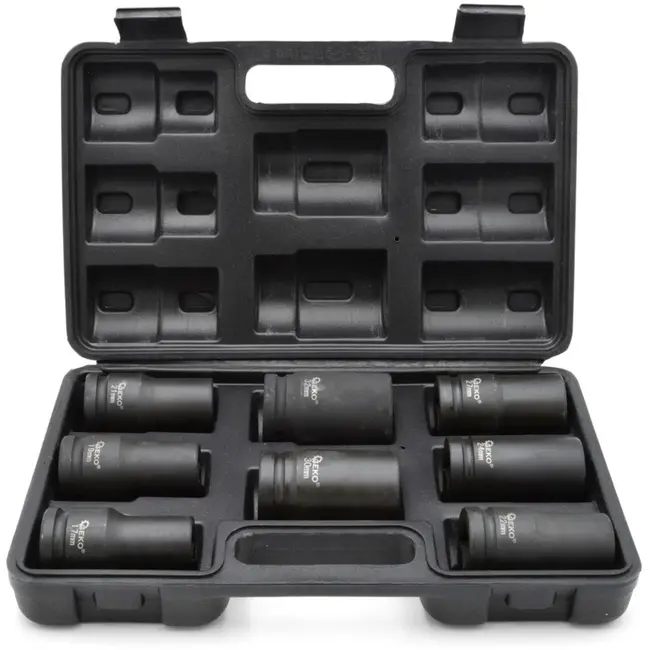 GEKO Impact dopsleutelset - 6-punts - Cr-V staal - 8-delig - 17-32 mm