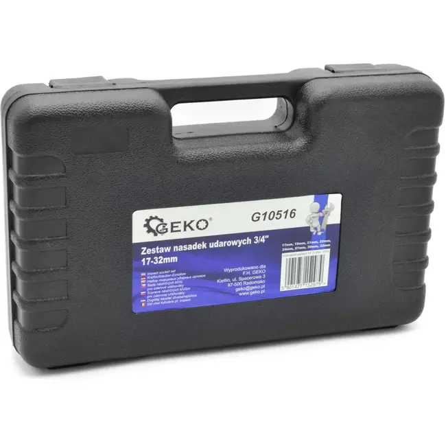 GEKO Impact dopsleutelset - 6-punts - Cr-V staal - 8-delig - 17-32 mm