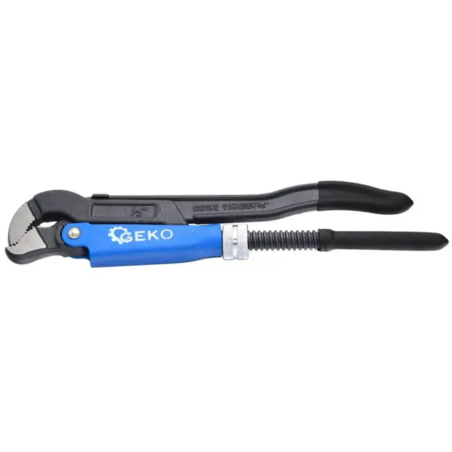 GEKO S-vormige pijptang - 45° hoek - Inductiegeharde tanden - Dubbel-T profiel grip