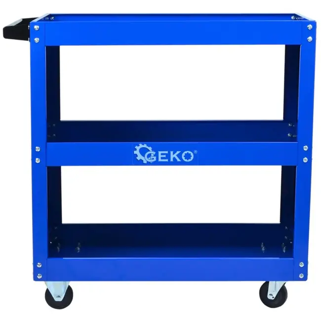 GEKO Werkplaatswagen met zijpanelen - Drie ruime planken - Ergonomische handgreep - Zwenkwielen met rem - 775x348x760 mm