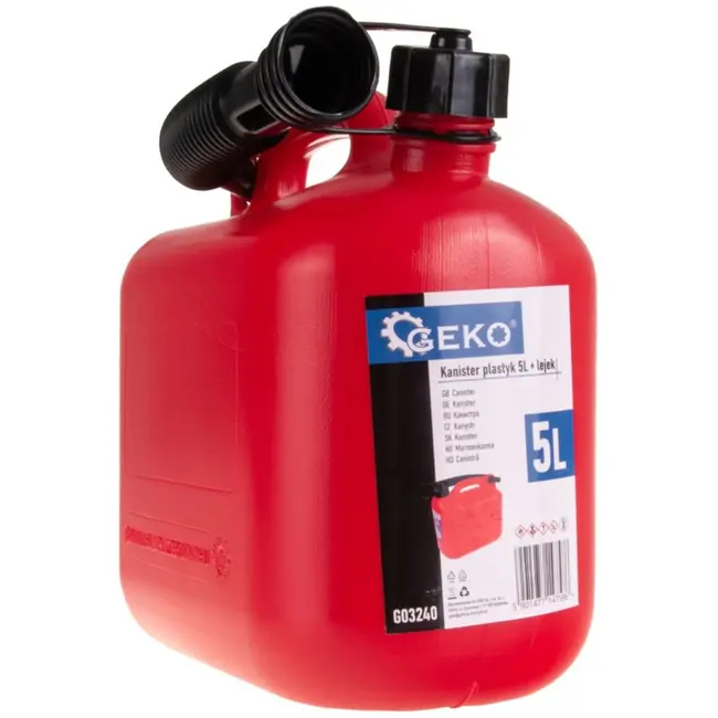 GEKO Plastic jerrycan - 5 liter - flexibel tuit - ergonomisch - rood