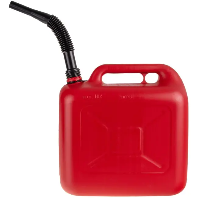 GEKO Plastic brandstofkan - 10 liter - flexibel tuit - ergonomische greep - rood