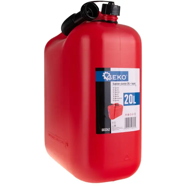 GEKO Plastic brandstofkan - 20 liter - Flexibele tuit - Ergonomisch handvat - Rood