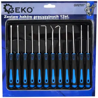 GEKO Precisieschroevendraaiers en haakset - 12-delig - Koolstofstaal - 165 mm