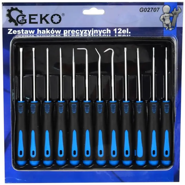 GEKO Precisieschroevendraaiers en haakset - 12-delig - Koolstofstaal - 165 mm