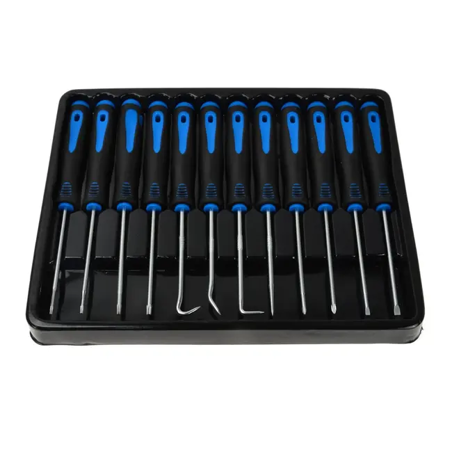 GEKO Precisieschroevendraaiers en haakset - 12-delig - Koolstofstaal - 165 mm