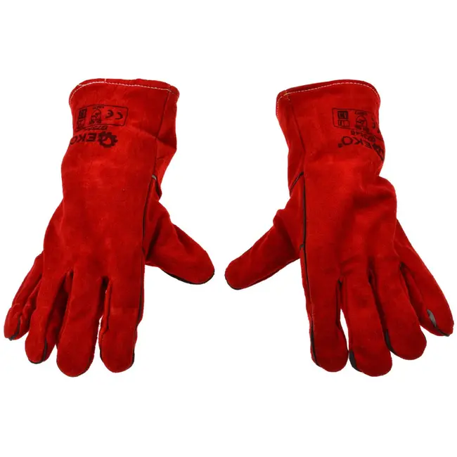 GEKO Lange lasbeschermhandschoenen - koeienleer - hittebestendig - CE-gecertificeerd - 12 stuks