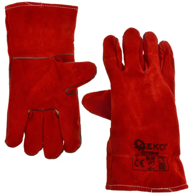 GEKO Lange lasbeschermhandschoenen - koeienleer - hittebestendig - CE-gecertificeerd - 12 stuks