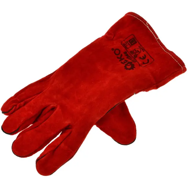 GEKO Lange lasbeschermhandschoenen - koeienleer - hittebestendig - CE-gecertificeerd - 12 stuks